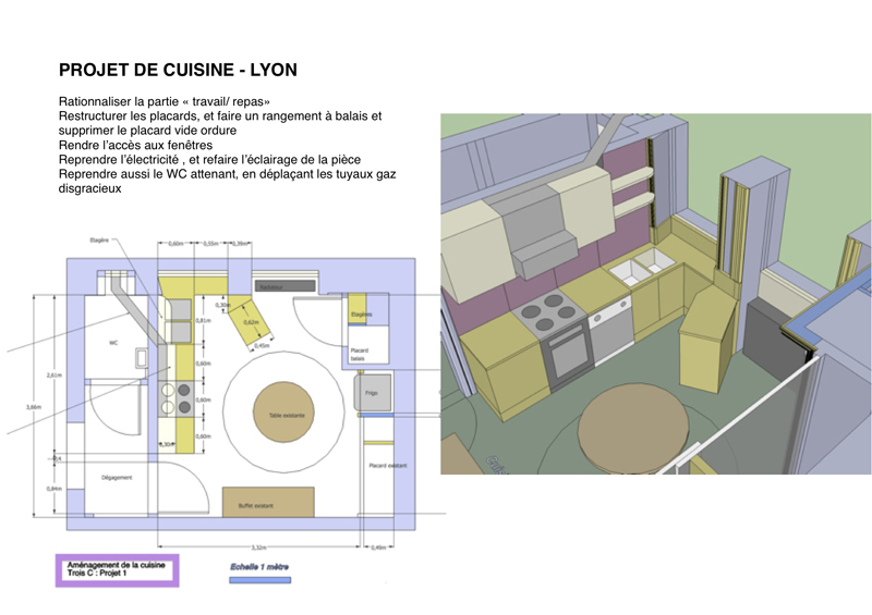 Cuisine Lyon - plan et image 3D